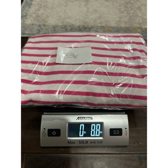 On 34th Striped 3/4 Sleeve Boat Neck Top Pink White Sz XS Cotton Essentials - Picture 11 of 11